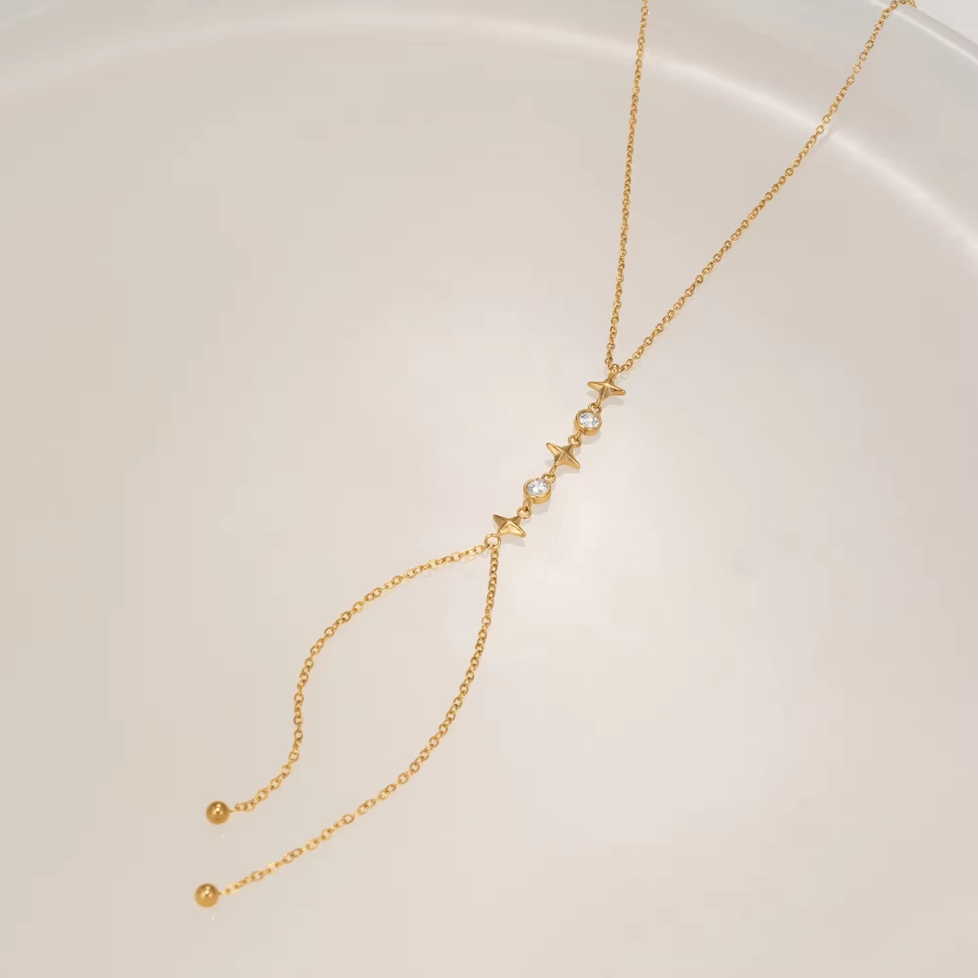 Y- Shape Zircon Droplet Lariat Necklace
