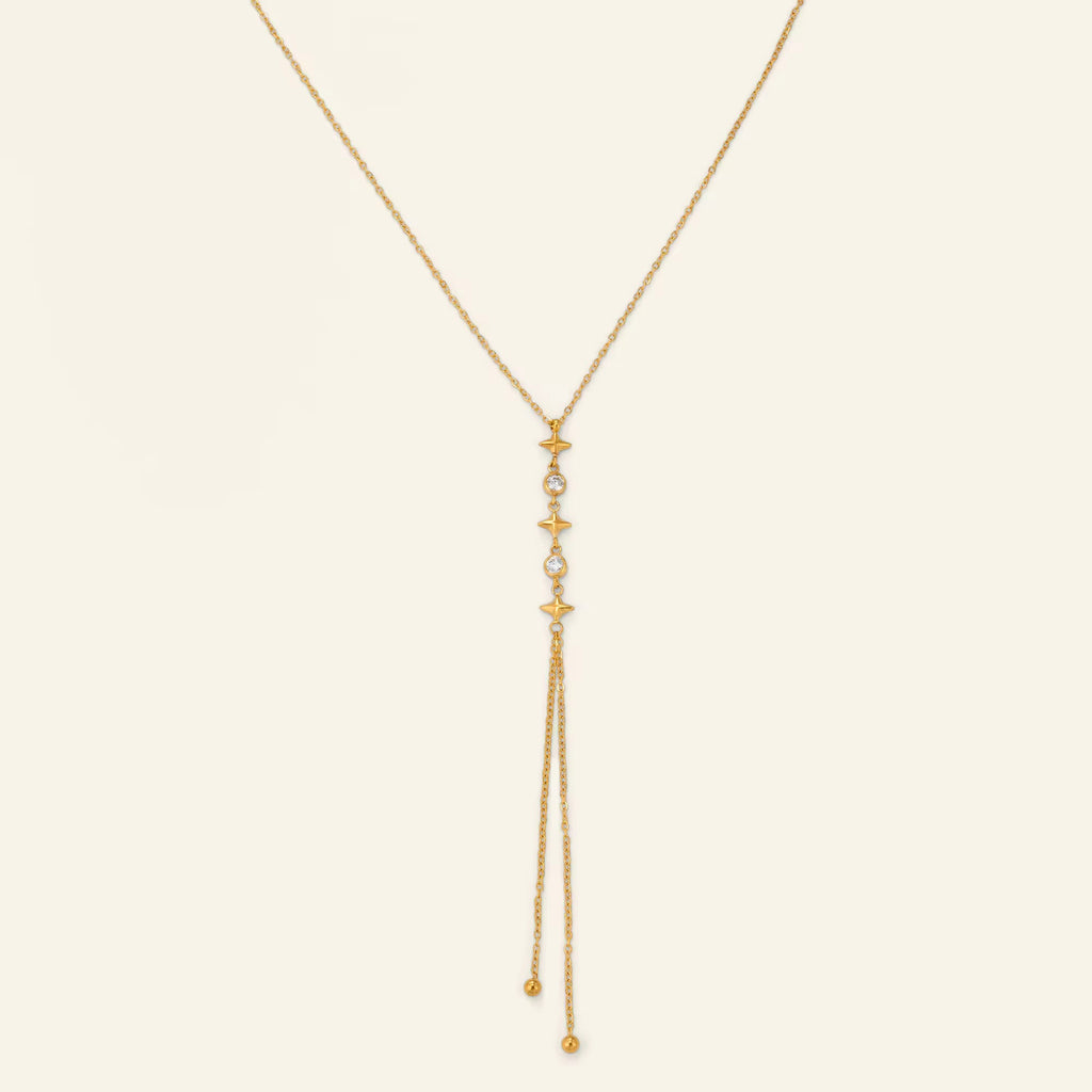 Y- Shape Zircon Droplet Lariat Necklace