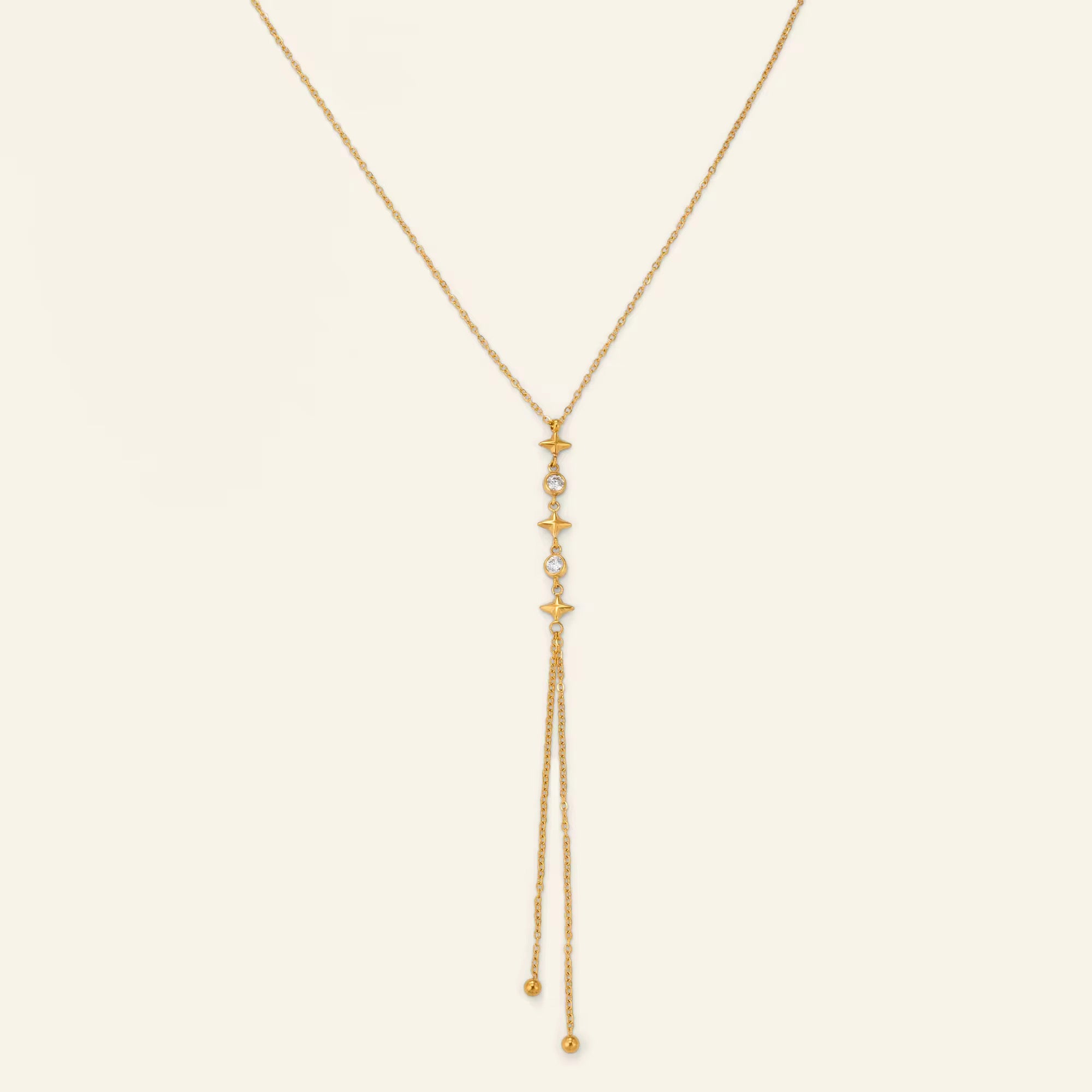 Y- Shape Zircon Droplet Lariat Necklace