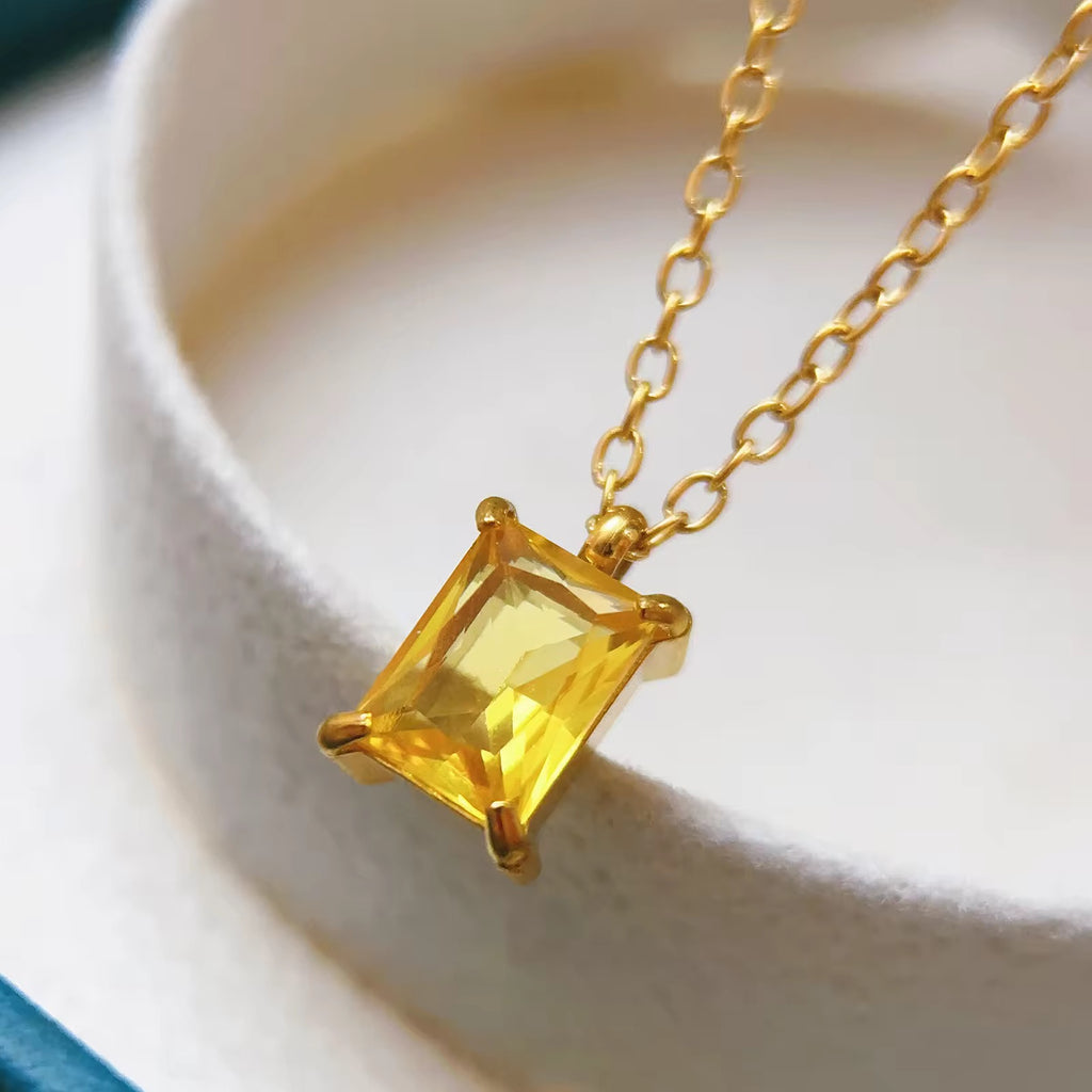 Yellow Sapphire Solitaire Pendant Necklace