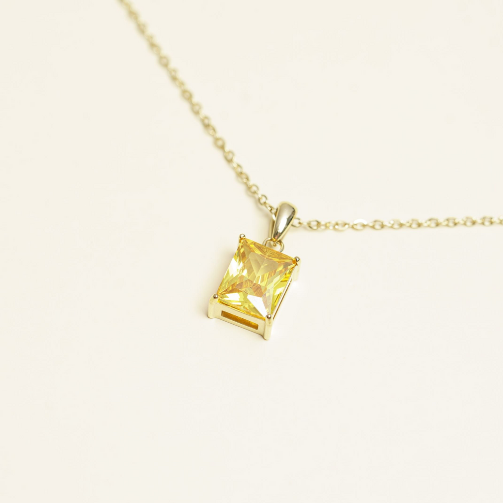 Yellow Sapphire Solitaire Pendant Necklace