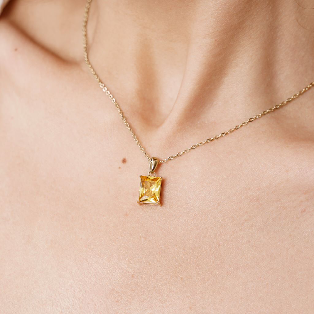 Yellow Sapphire Solitaire Pendant Necklace