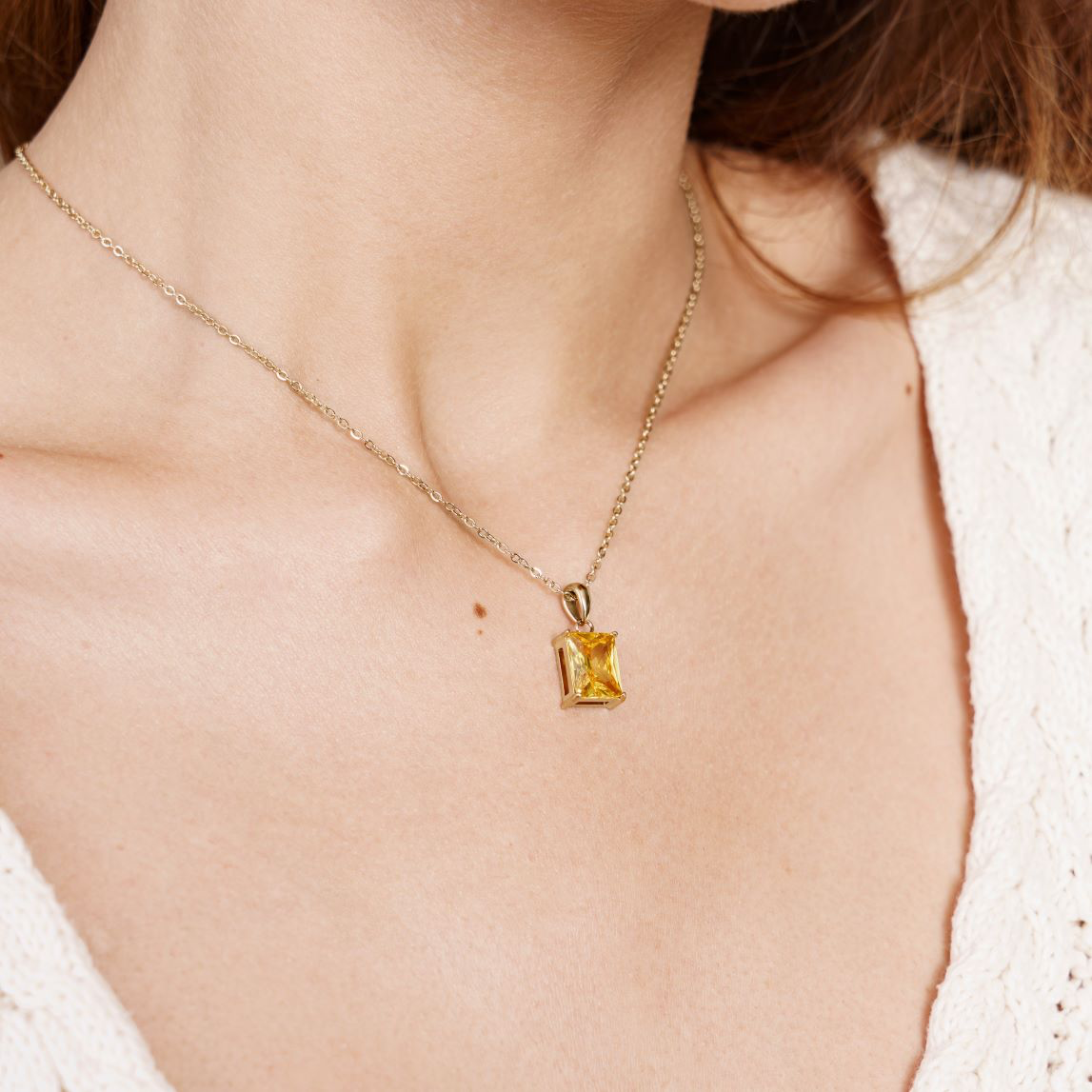 Yellow Sapphire Solitaire Pendant Necklace