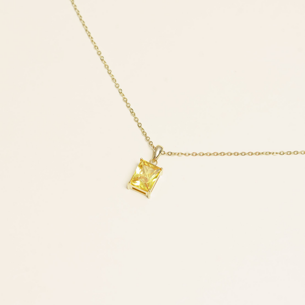 Yellow Sapphire Solitaire Pendant Necklace