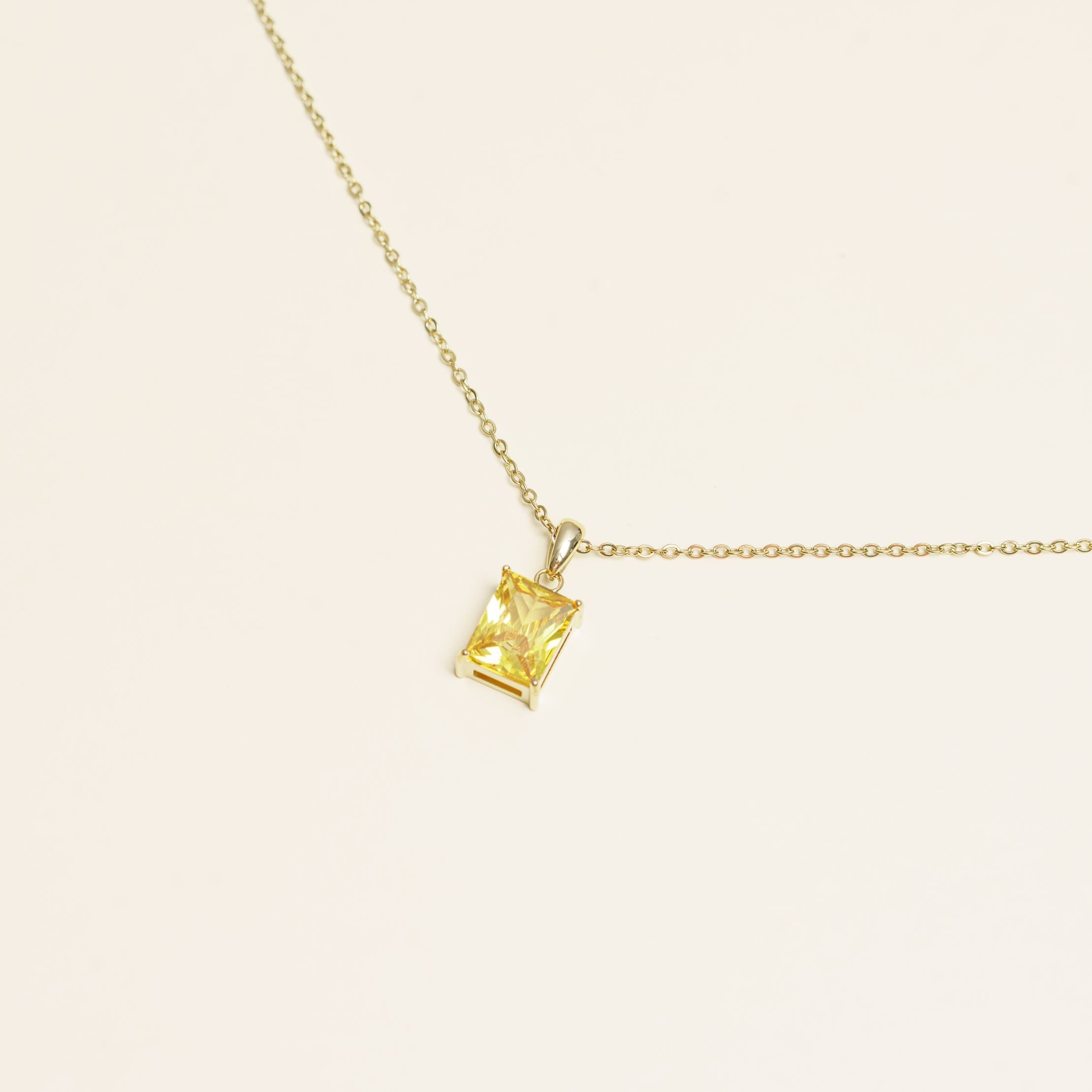 Yellow Sapphire Solitaire Pendant Necklace