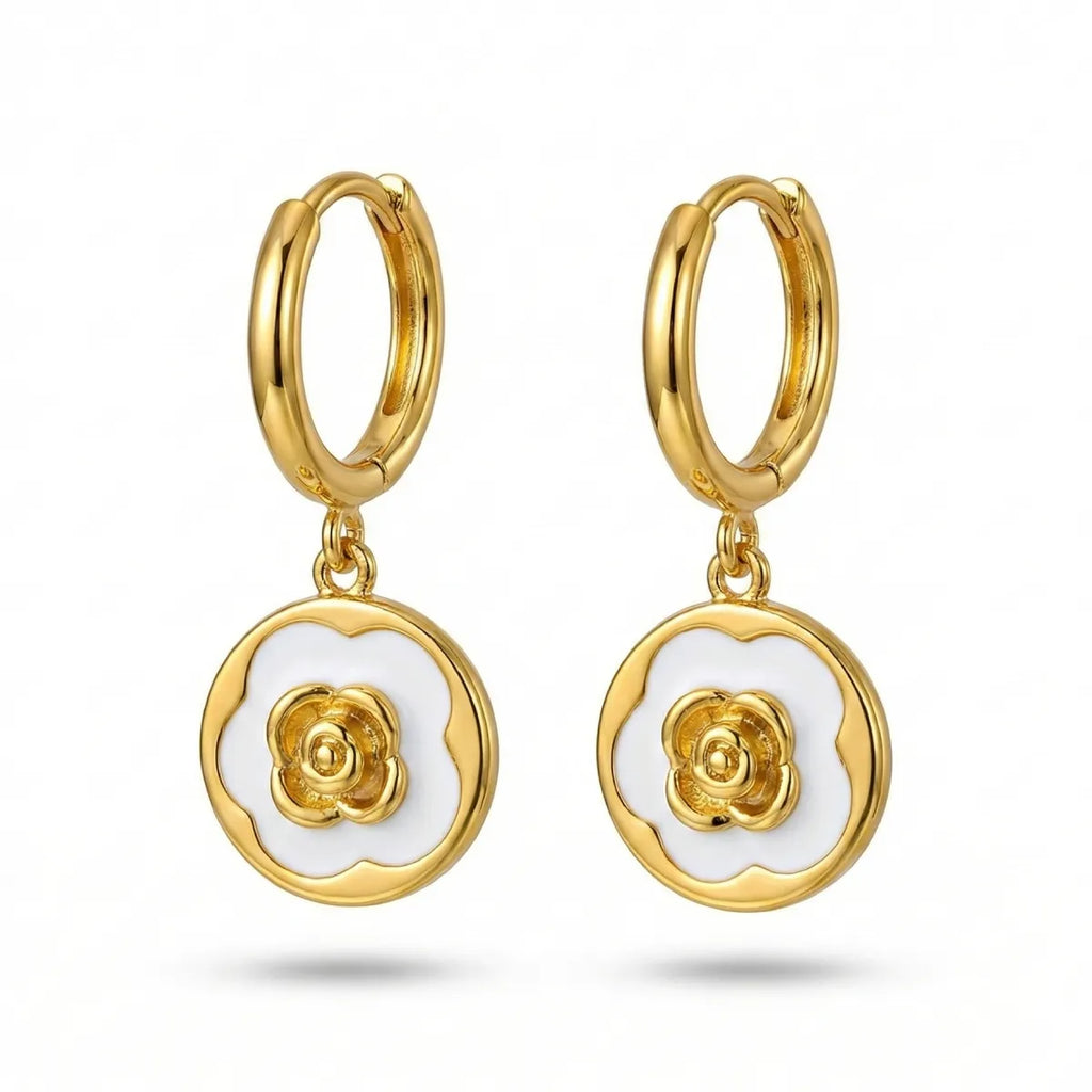 Rose Huggie Hoop Earrings