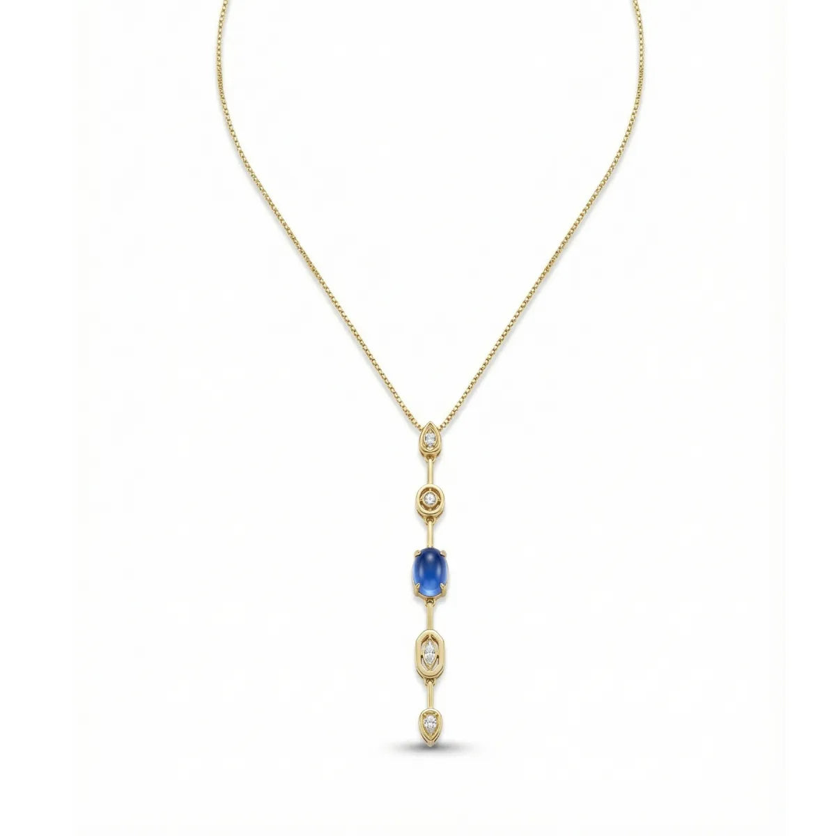 Blue Stone Y Drop Necklace