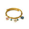 Hearts Semi Precious Stone Charm Adjustable Bracelet