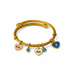 Hearts Semi Precious Stone Charm Adjustable Bracelet
