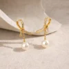 Golden Bow Pearl Earrings