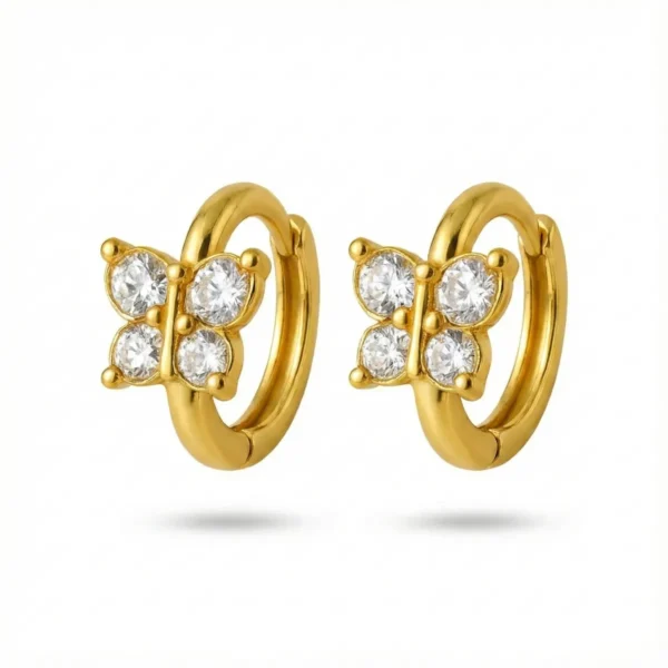 Butterfly Zirconia Huggie Earrings– 18K Gold Plated