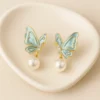 Butterfly Pearl Earrings– 18K Gold Plated