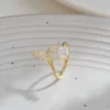 Fishtail Zircon Adjustable Ring– 18K Gold Plated