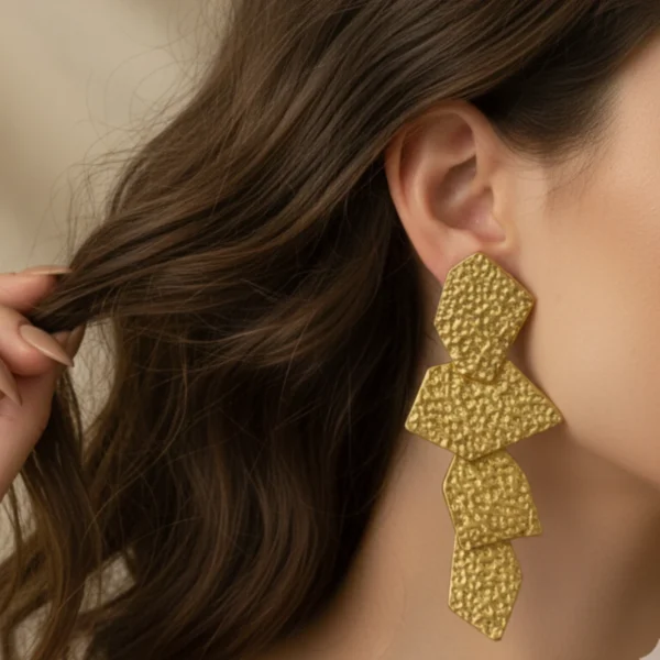 Paris Textured Statement Earrings – 18K Gold Plated