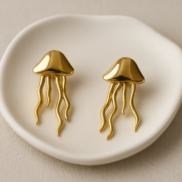 Golden Jellyfish Earrings– 18K Gold Plated