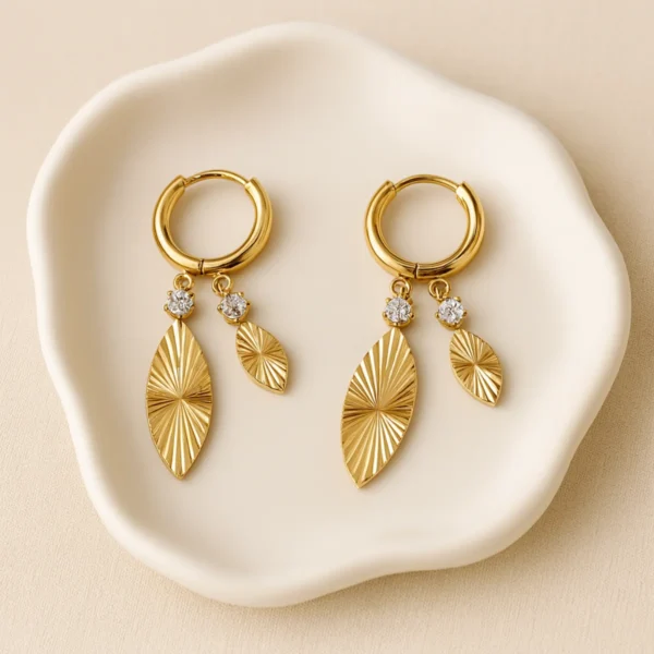 Double Leaf Cuff Earrings– 18K Gold Plated