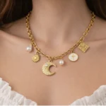 Moon Charm Necklace– 18K Gold Plated