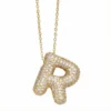 Personalized Initial Zirconia Necklace R – 18K Gold Plated