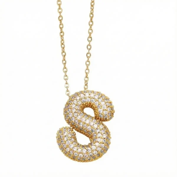 Personalized Initial Zirconia Necklace S – 18K Gold Plated