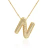 Personalized Initial Zirconia Necklace N – 18K Gold Plated