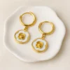 Rose Huggie Hoop Earrings– 18K Gold Plated