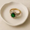 Oval Green Zircon Luxury Ring– 18K Gold Plated