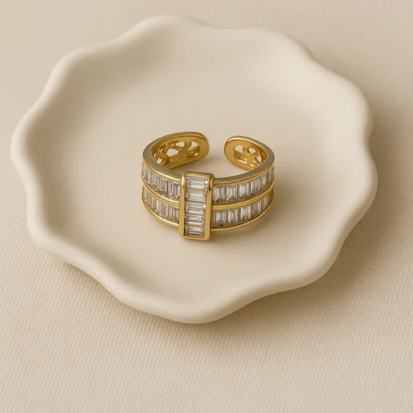 Zircon Marquise Adjustable Ring– 18K Gold Plated