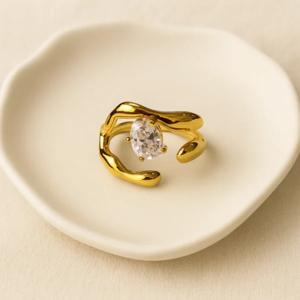 Mia Statement Adjustable Ring– 18K Gold Plated