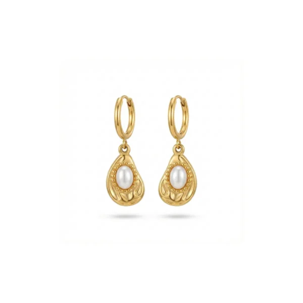 Golden Avocado Pearl Earrings– 18K Gold Plated