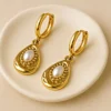 Golden Avocado Pearl Earrings– 18K Gold Plated
