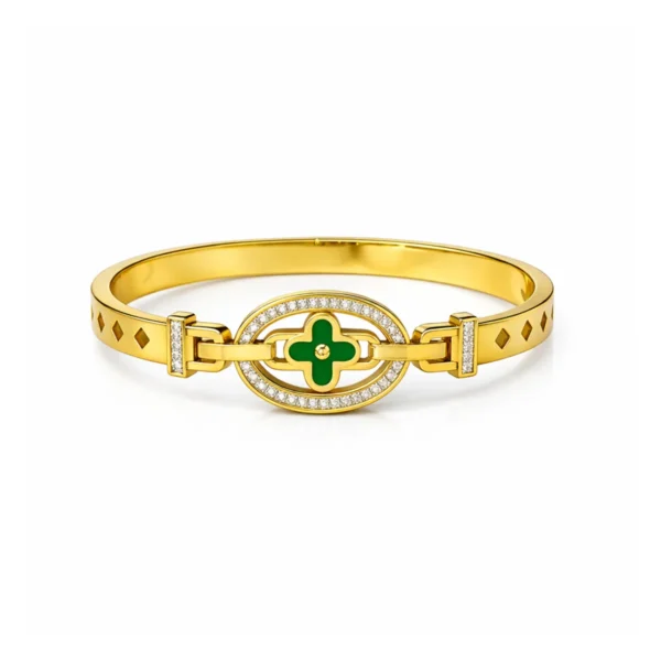 Emerald Luxury Bangle Bracelet– 18K Gold Plated