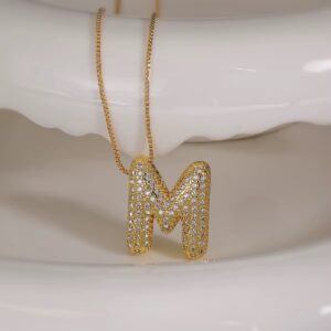 Personalized Initial Zirconia Necklace M