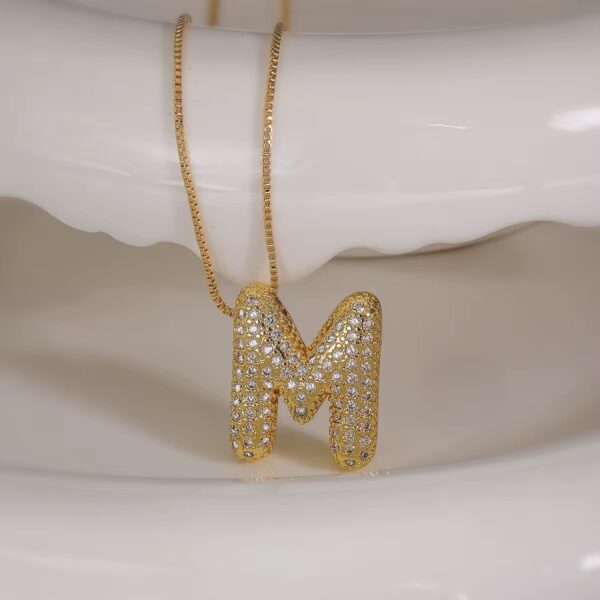 Personalized Initial Zirconia Necklace M