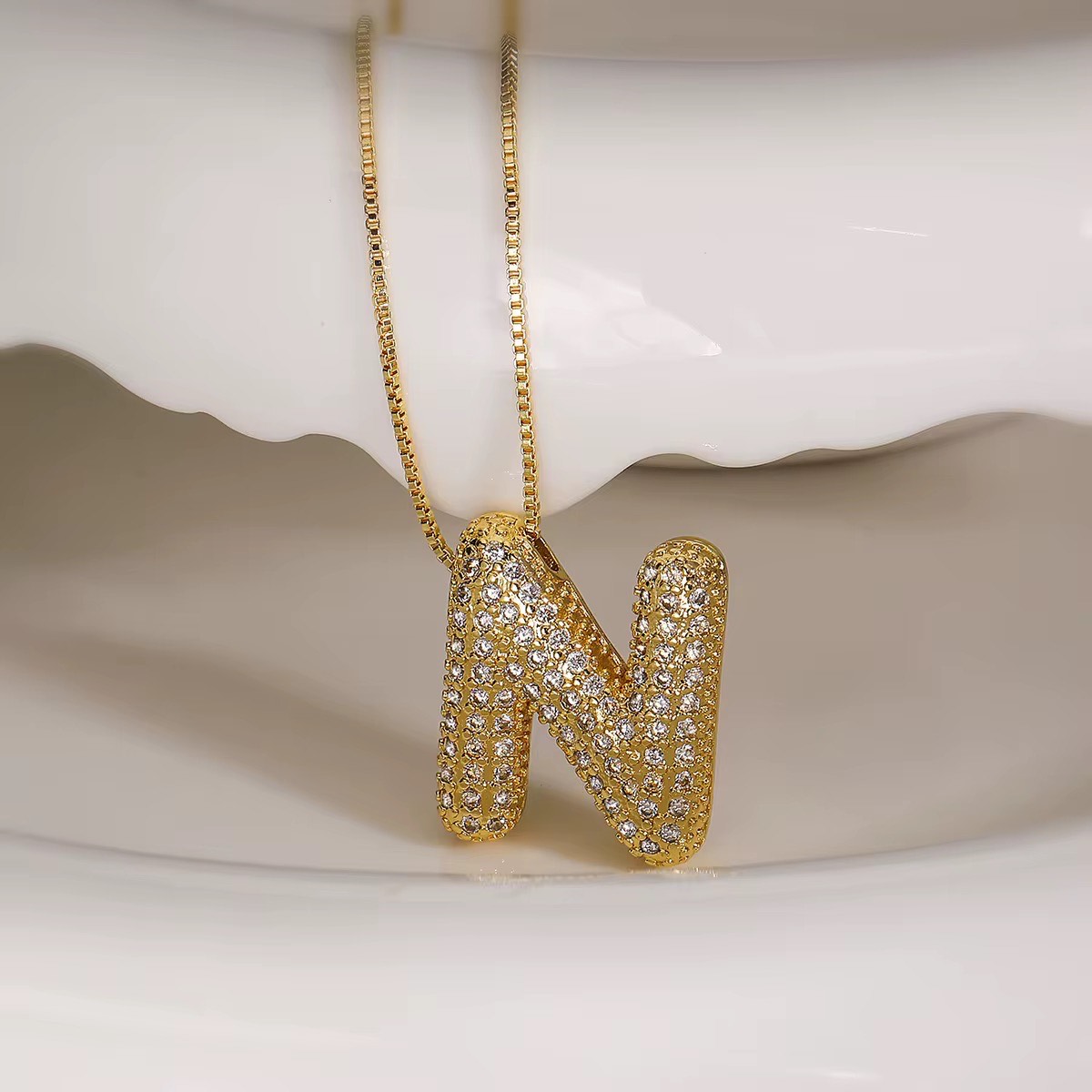 Personalized Initial Zirconia Necklace N