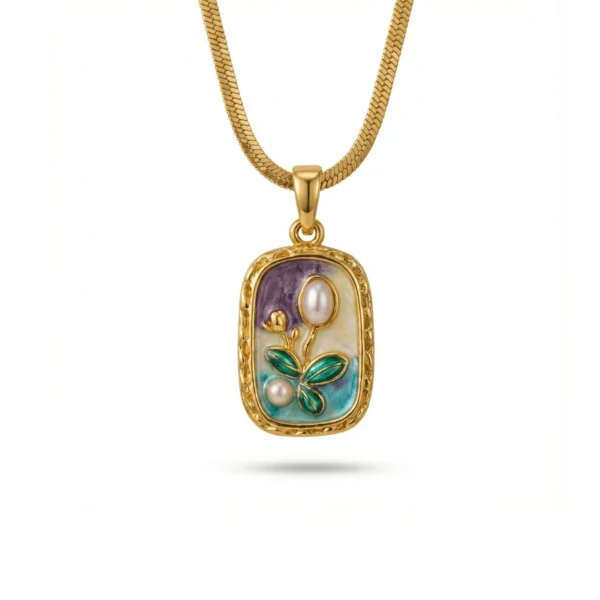 Orchid Pearl Necklace– 18K Gold Plated