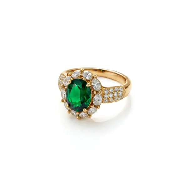 Oval Green Zircon Luxury Ring– 18K Gold Plated