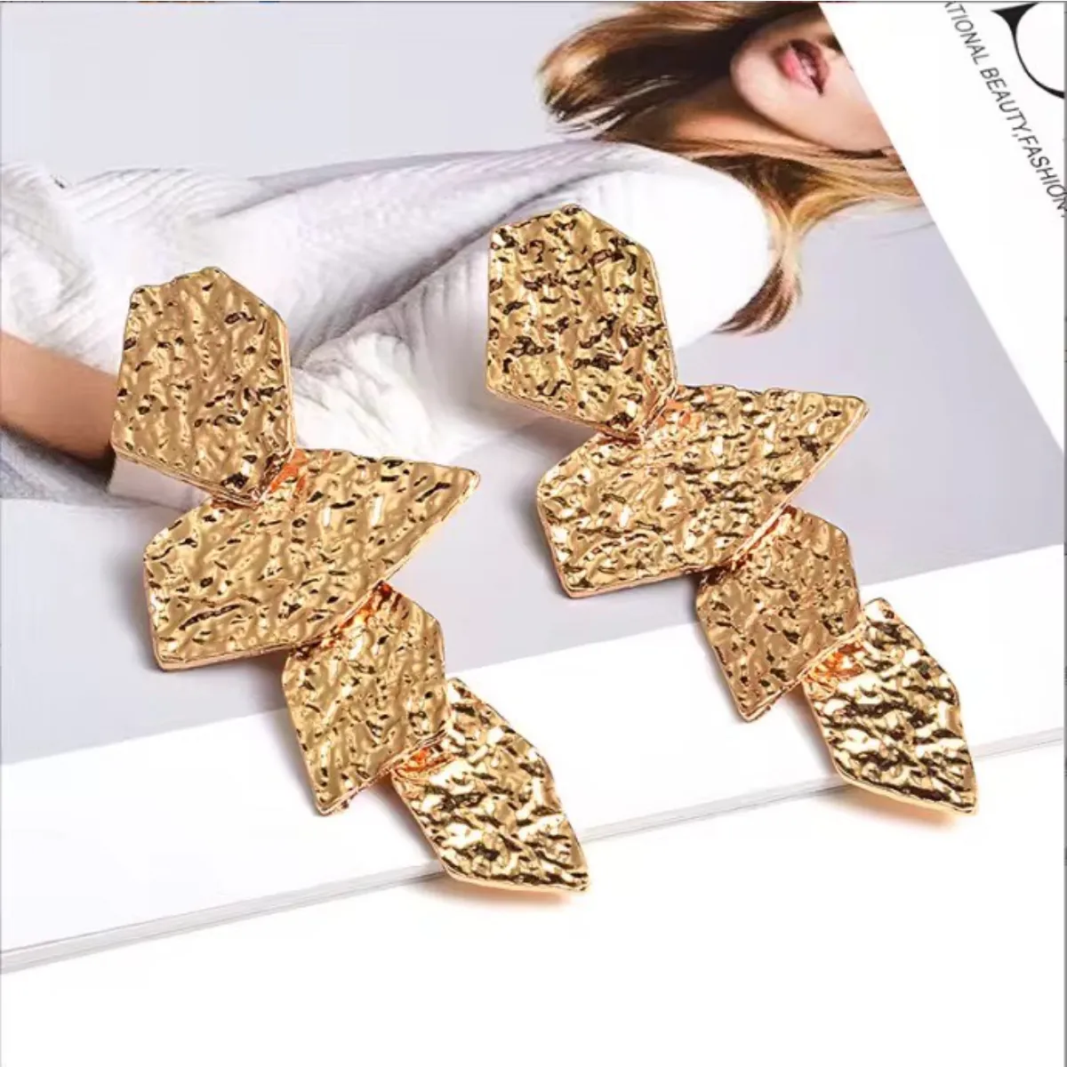Paris Textured Statement Earrings – 18K Gold Plated