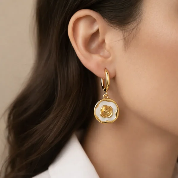 rose huggie hoop earrings