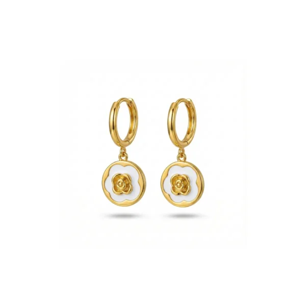 Rose Huggie Hoop Earrings– 18K Gold Plated