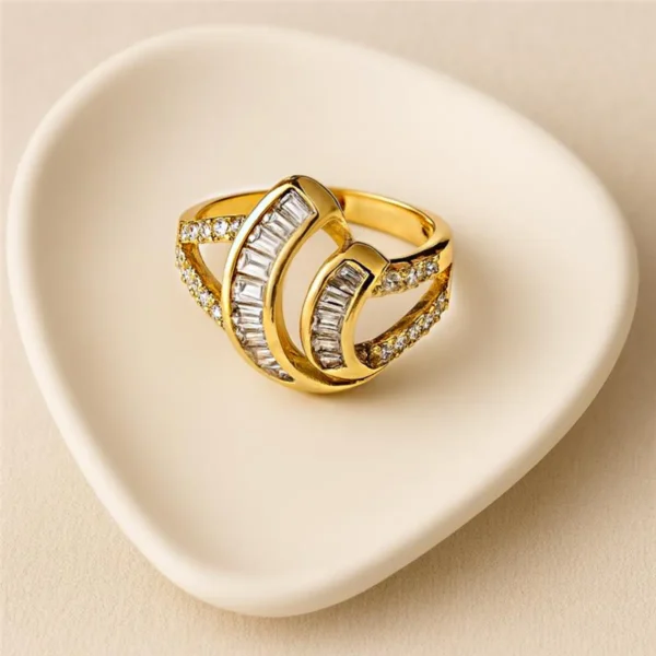 Melody Zircon Adjustable Ring– 18K Gold Plated