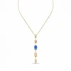 Blue Stone Y Drop Necklace – 18K Gold Plated