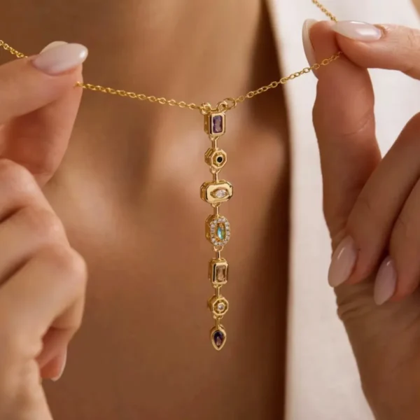 Long Y Multicolor Necklace – 18K Gold Plated