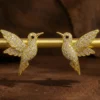 Golden Hummingbird Zircon Stud Earrings– 18K Gold Plated