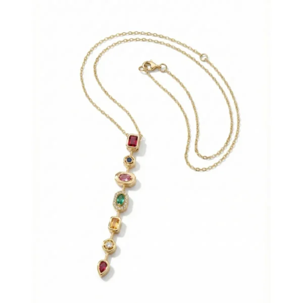 Long Y Multicolor Necklace – 18K Gold Plated