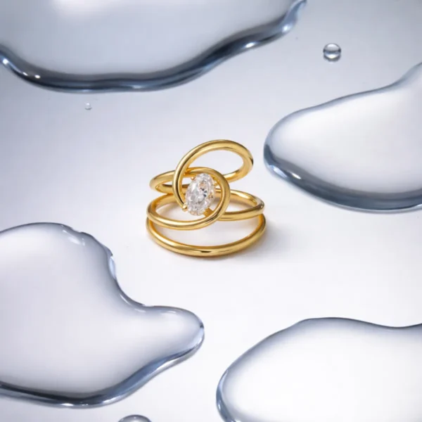 Aliya Solitaire Adjustable Ring– 18K Gold Plated