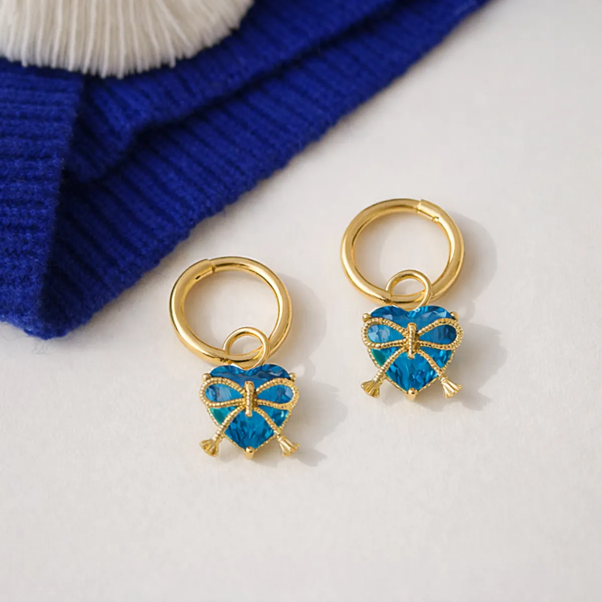 Bow & Heart Zircon Earrings