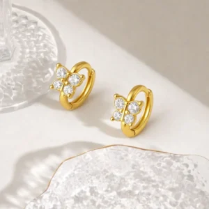 Butterfly Zirconia Huggie Earrings