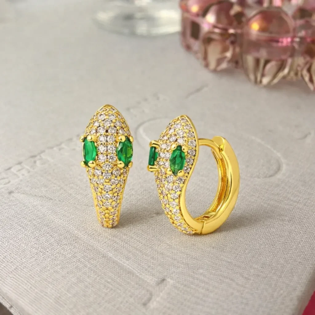 emerald serpent earrings