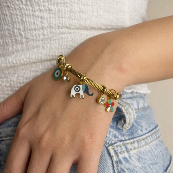 Elephant Charm Bracelet– 18K Gold Plated