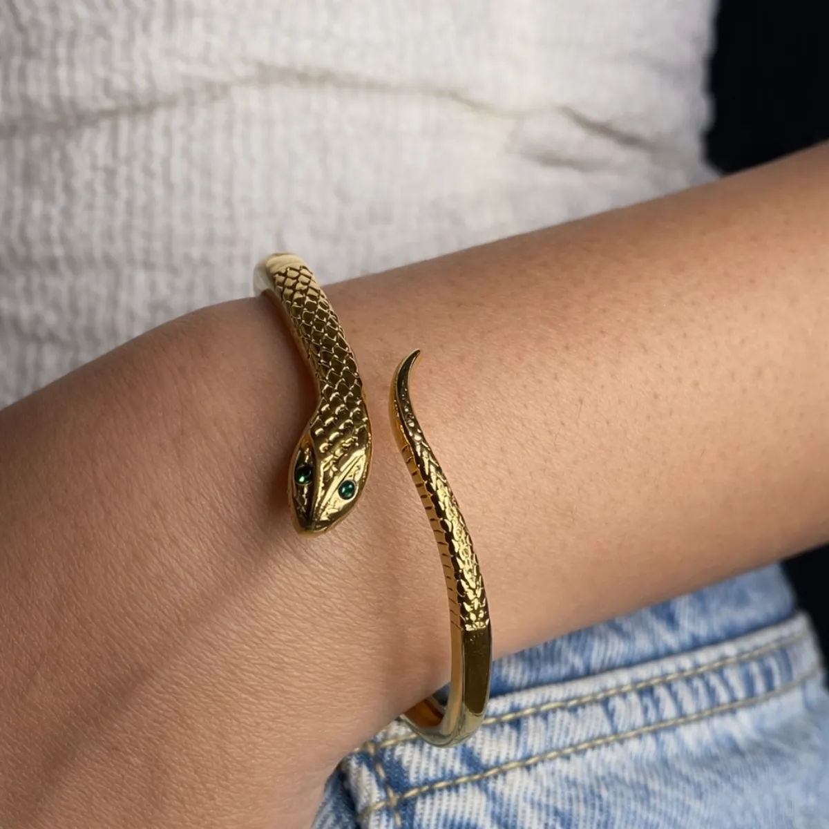 Serpent Bangle Bracelet– 18K Gold Plated
